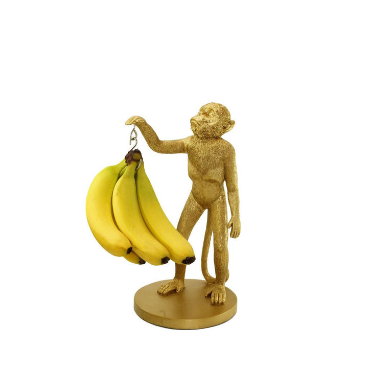 Bananenhalter Affe Gold dekorativer Obsthalter aus Resin von Winkee