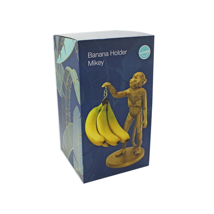 Bananenhalter Affe Gold dekorativer Obsthalter aus Resin von Winkee