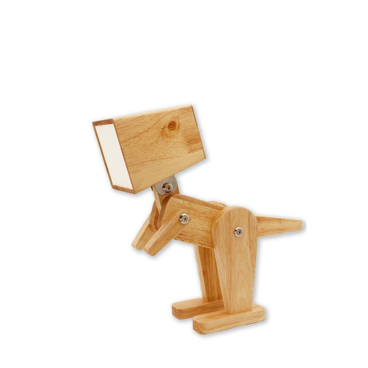 Tischleuchte Dino Spike – kreative Holzlampe mit Akku, Touchfunktion und flexiblem Design