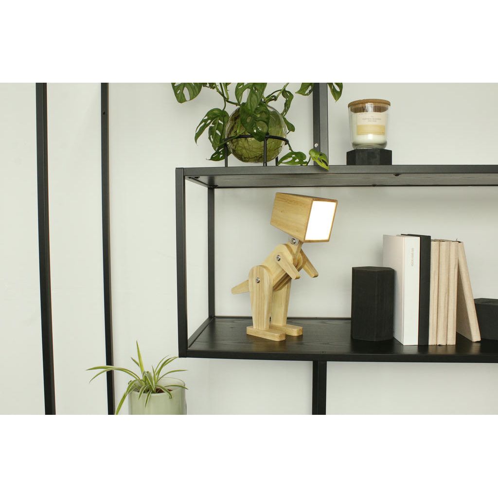 Tischleuchte Dino Spike – kreative Holzlampe mit Akku, Touchfunktion und flexiblem Design