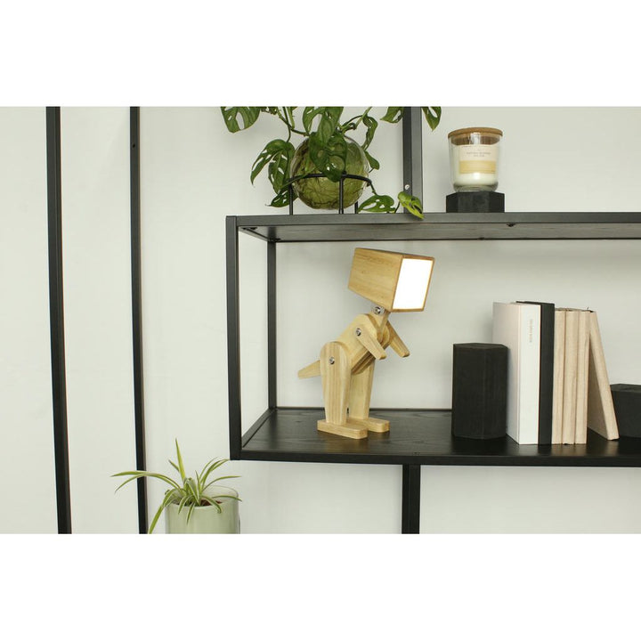 Tischleuchte Dino Spike – kreative Holzlampe mit Akku, Touchfunktion und flexiblem Design