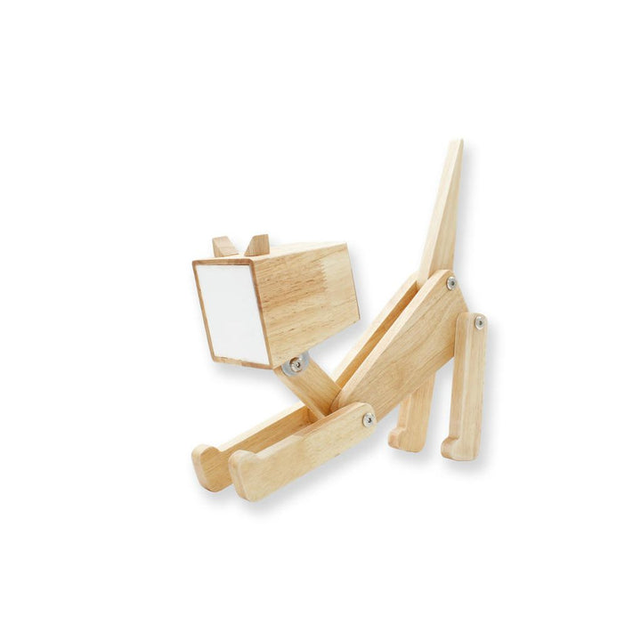 Tischleuchte Katze Nala – moderne Holzlampe mit Akku, Touchfunktion und flexiblem Design