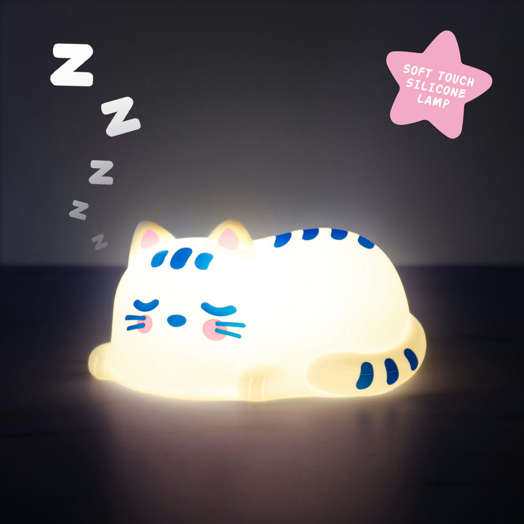 Schlafende Katze Nachtlicht – beruhigende LED Lampe aus Silikon