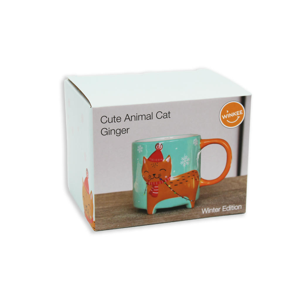 Cute Animal Kaffeebecher Winter Edition Katze – winterlicher Keramikbecher mit liebevollem Design