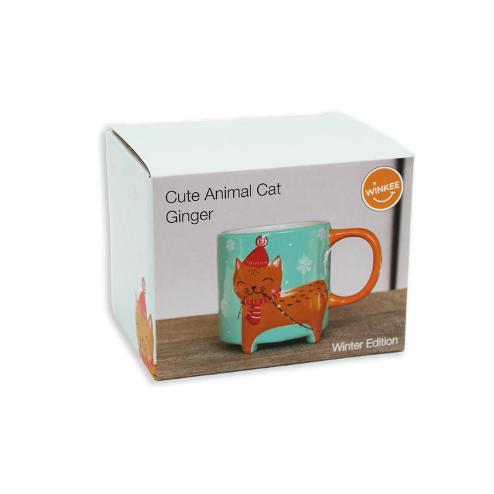 Cute Animal Kaffeebecher Winter Edition Katze – winterlicher Keramikbecher mit liebevollem Design