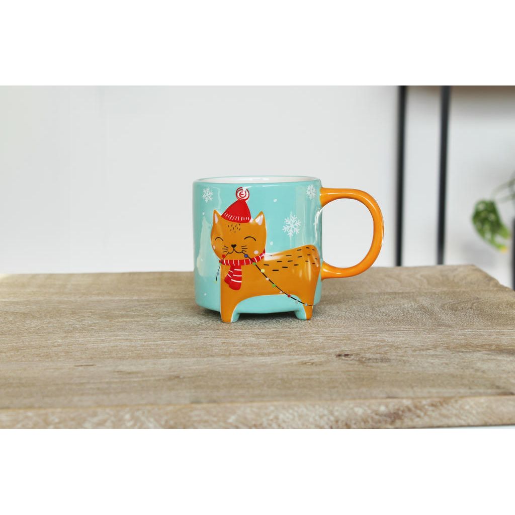 Cute Animal Kaffeebecher Winter Edition Katze – winterlicher Keramikbecher mit liebevollem Design
