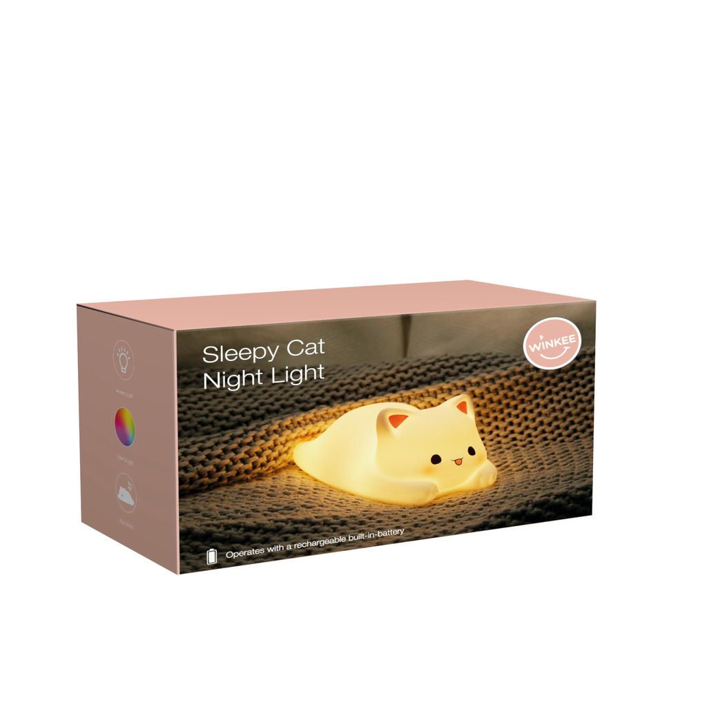 Silikon Nachtlicht schlafende Katze – sanfte LED Lampe mit Farbwechsel und Touch Funktion
