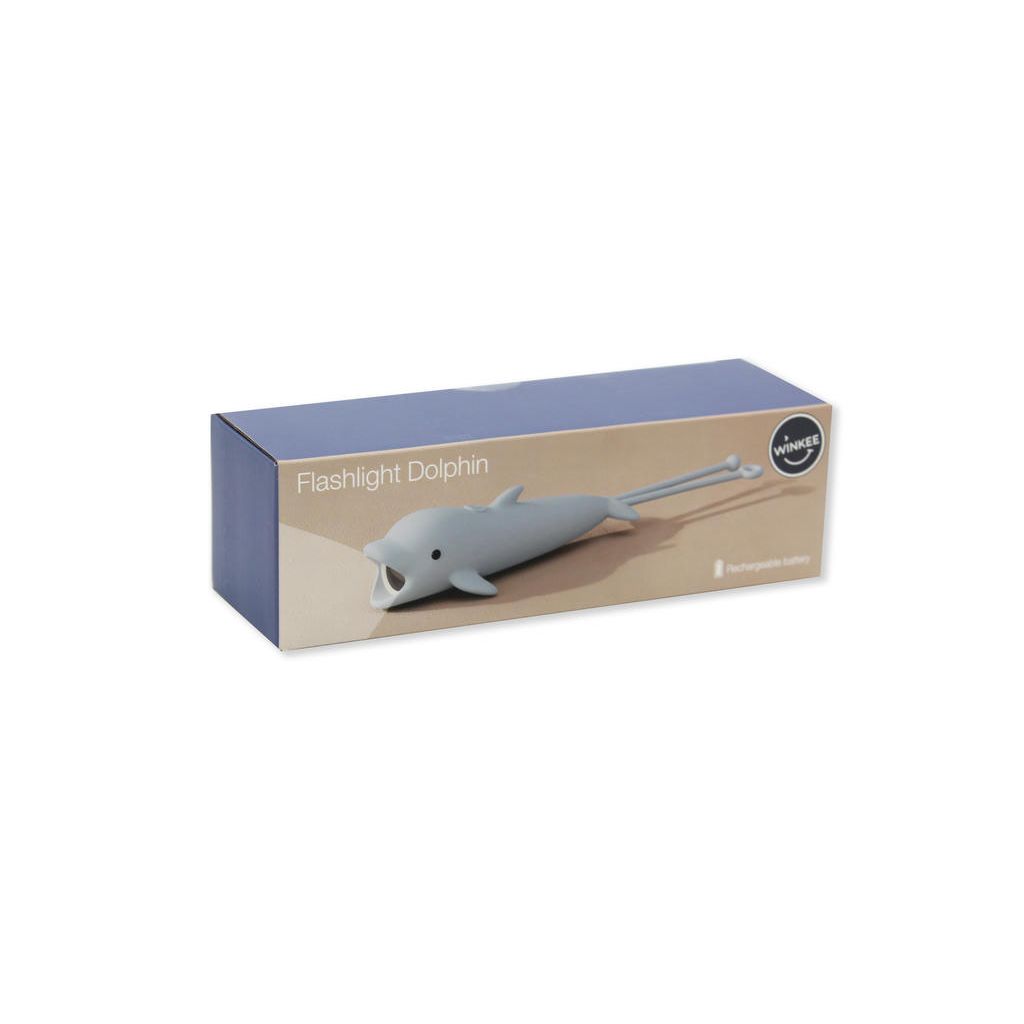 Taschenlampe Delphin aus Silikon mit Akku – maritime LED Leuchte für unterwegs