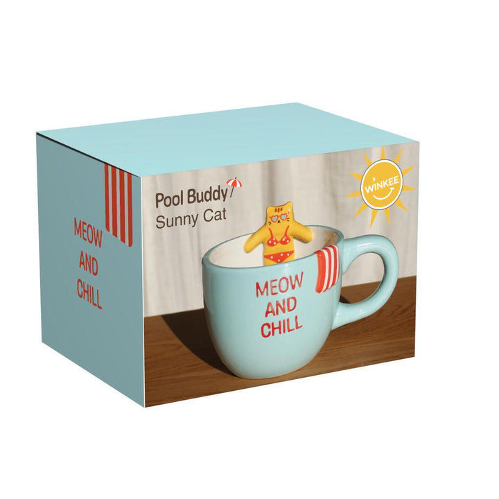 Pool Buddies Kaffeebecher Katze – origineller Keramikbecher mit Figur für entspannte Genussmomente