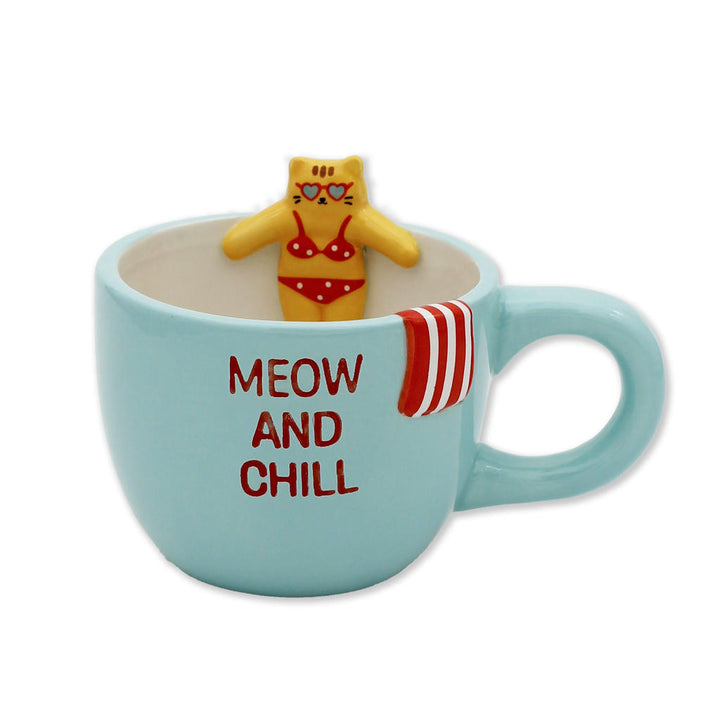 Pool Buddies Kaffeebecher Katze – origineller Keramikbecher mit Figur für entspannte Genussmomente