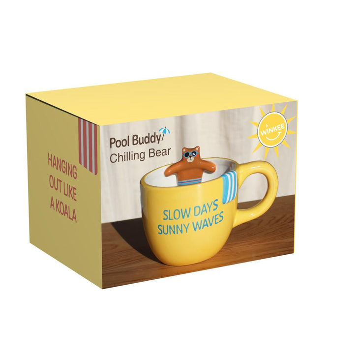 Pool Buddies Kaffeebecher Bär – origineller Keramikbecher mit Figur für gute Laune