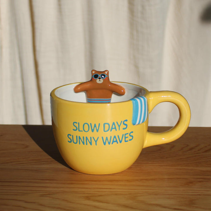 Pool Buddies Kaffeebecher Bär – origineller Keramikbecher mit Figur für gute Laune