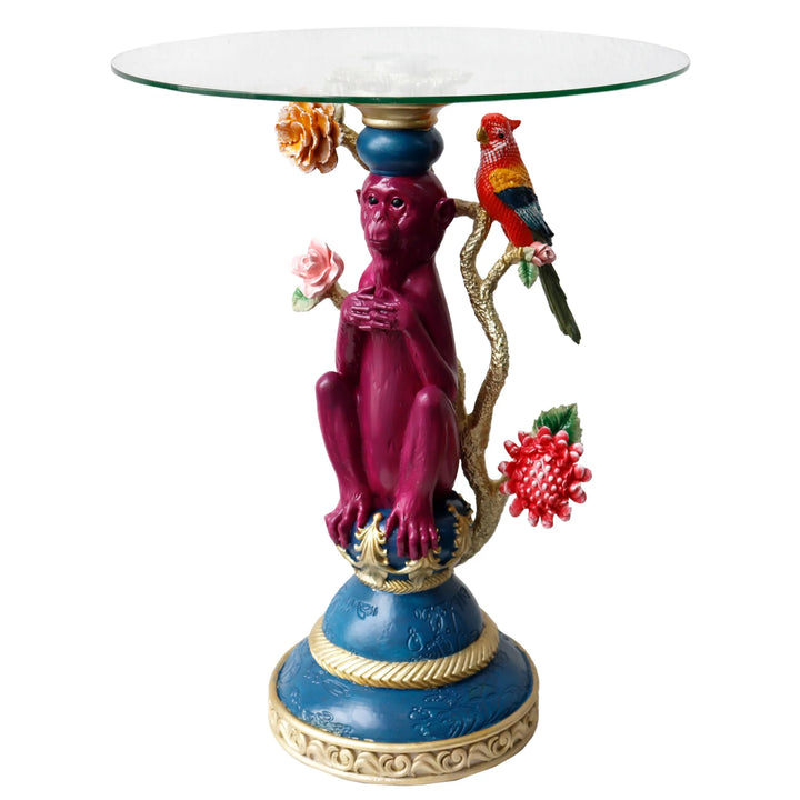 Objekttisch Magic Monkey aus Glas und Polyresin