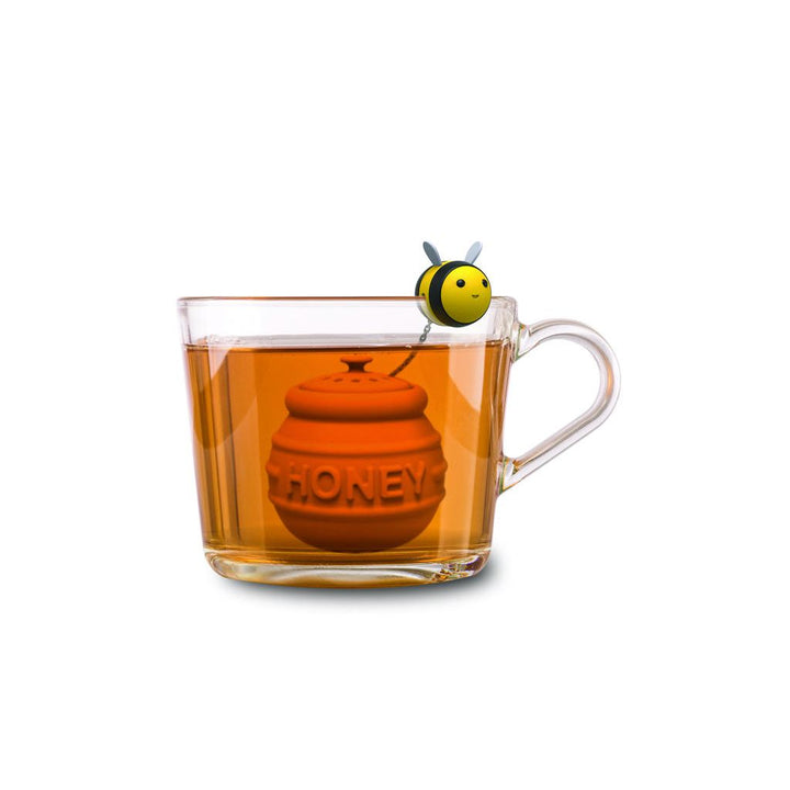 Bienen Tee Ei aus Silikon – originelles Teesieb im Honigglas Design