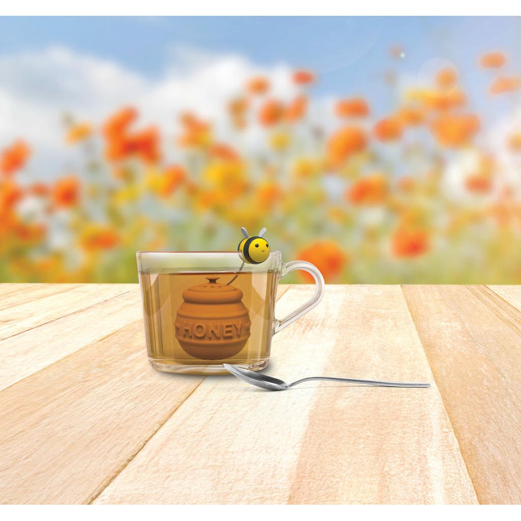 Bienen Tee Ei aus Silikon – originelles Teesieb im Honigglas Design