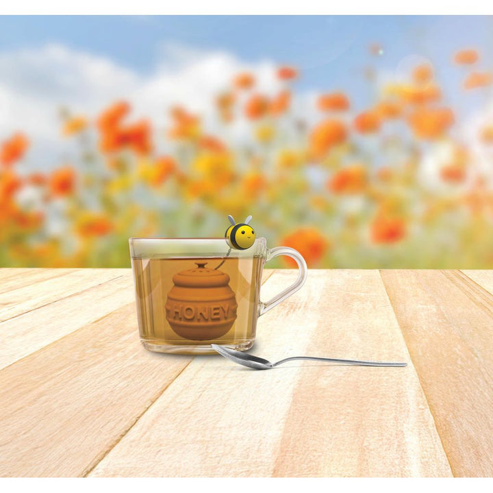 Bienen Tee Ei aus Silikon – originelles Teesieb im Honigglas Design