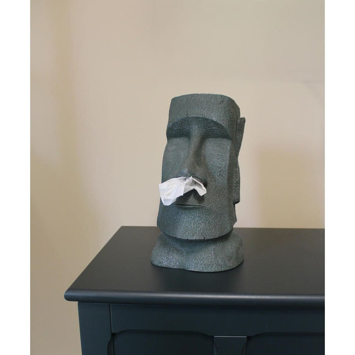 Taschentuchspender Moai dekorativer Tissue Spender im Steinfiguren Design aus Polyresin