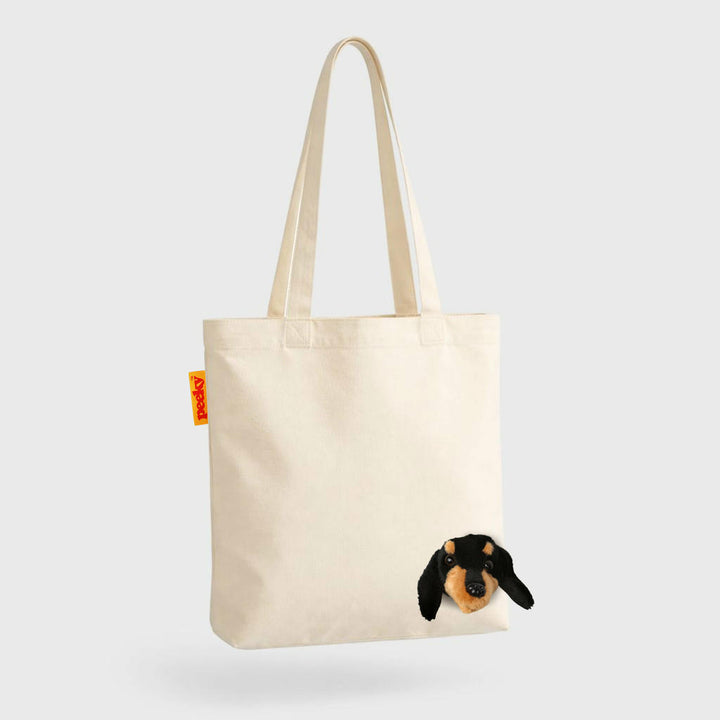 Stofftasche Peeky Hund mit Plüschmotiv in Creme