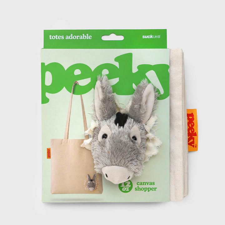 Stofftasche Peeky Esel mit Plüschmotiv in Creme