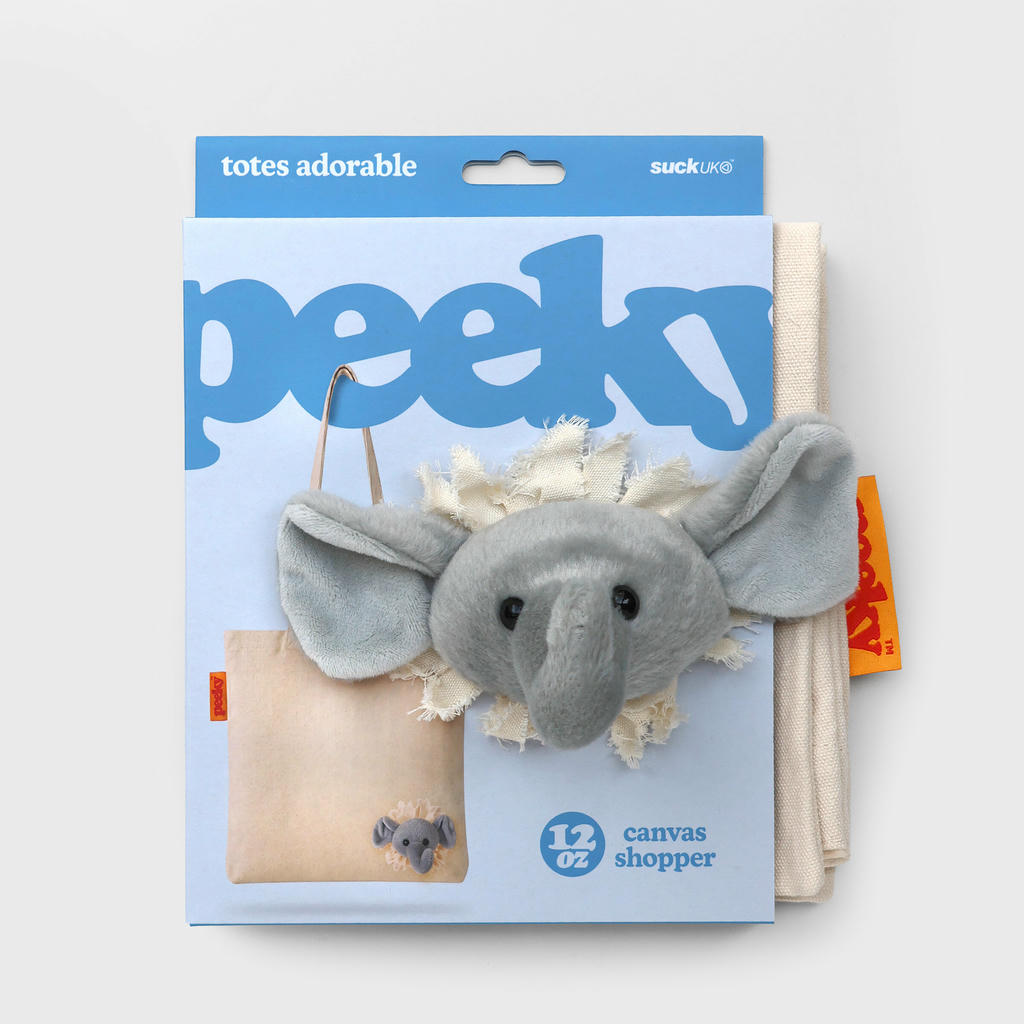 Stofftasche Peeky Elefant mit Plüschmotiv in Creme