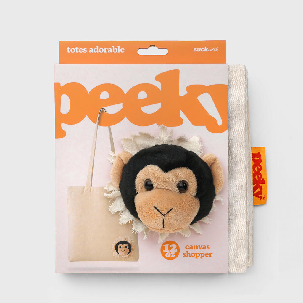 Stofftasche Peeky Affe mit Plüschmotiv in Creme