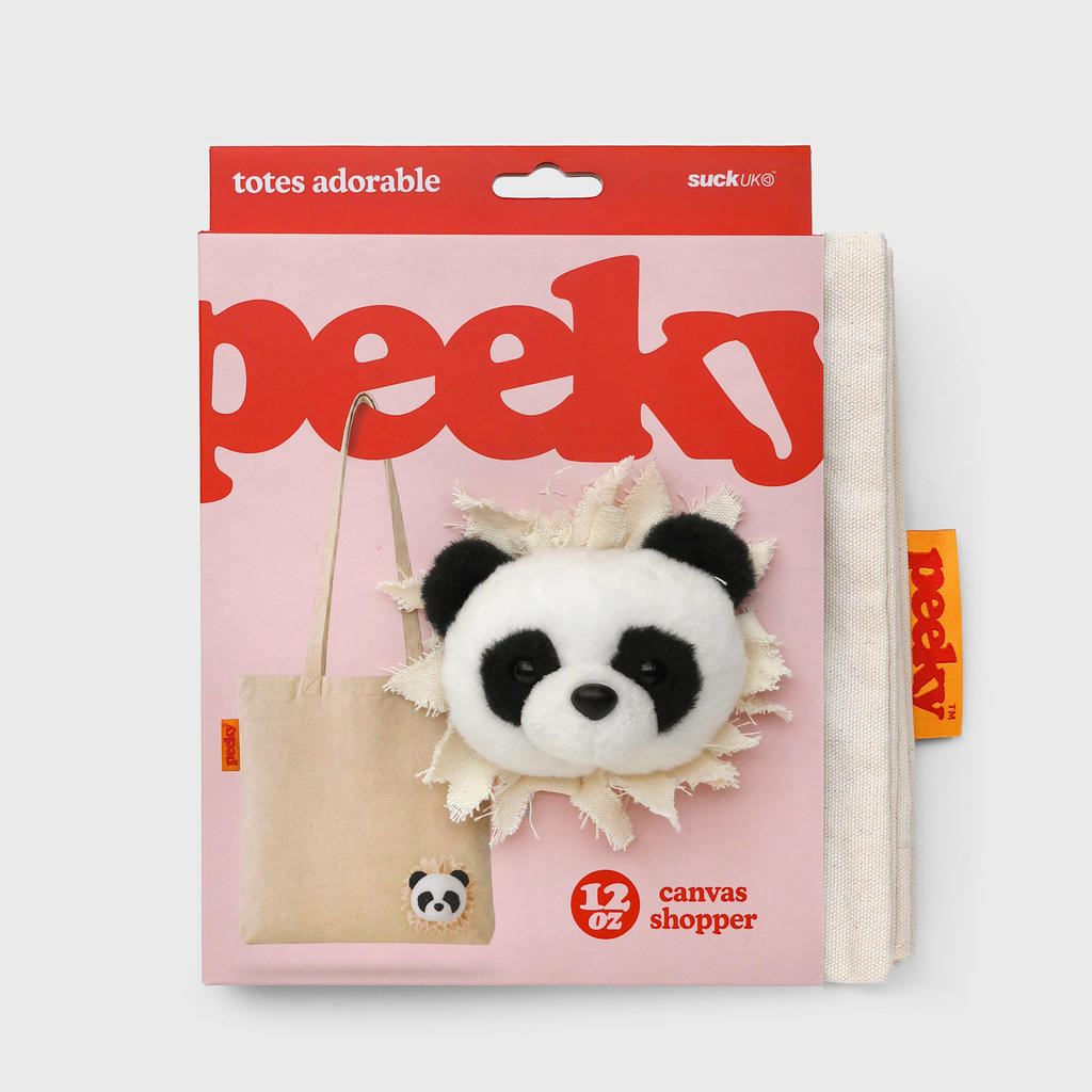 Stofftasche Peeky Panda mit Plüschmotiv in Creme