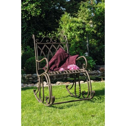 Schaukelstuhl 105,5 cm – eleganter Gartenstuhl aus Eisen in Dunkelbraun