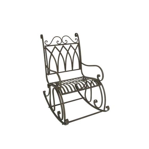 Schaukelstuhl 105,5 cm – eleganter Gartenstuhl aus Eisen in Dunkelbraun