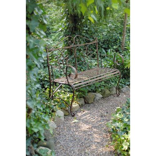 Gartenbank 99 cm – elegante Metallbank aus Eisen in Dunkelbraun