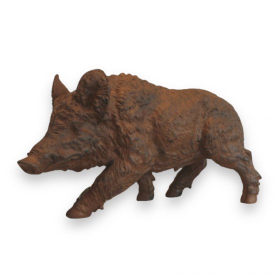 Wildschwein Figur Rost aus Kunststein – dekorative Tierfigur für Garten und Wohnraum, 55 cm