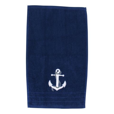 Gästehandtuch Marineblau mit Anker Stickerei aus Baumwolle 600 GSM, 30 × 50 cm