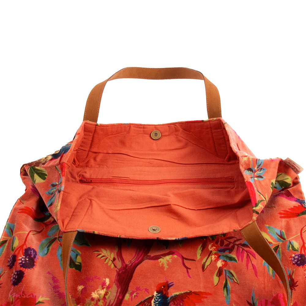 Shopper Tasche Paradise – stilvolle Baumwolltasche mit floralem Design in Orange
