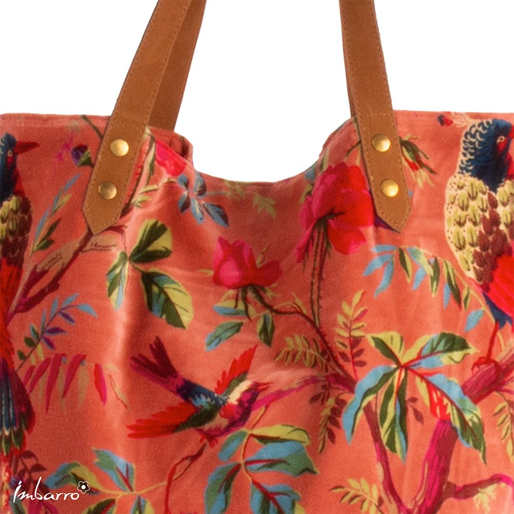 Shopper Tasche Paradise – stilvolle Baumwolltasche mit floralem Design in Orange