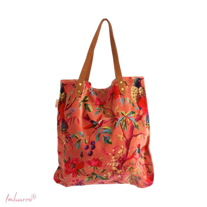 Shopper Tasche Paradise – stilvolle Baumwolltasche mit floralem Design in Orange