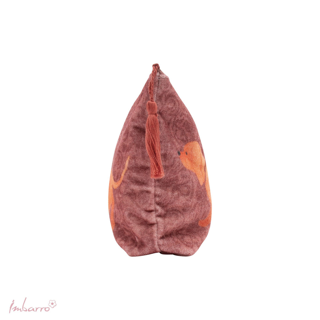 Velours Täschchen Pip mit Dackel, Rosa und Orange, 20 × 30 cm