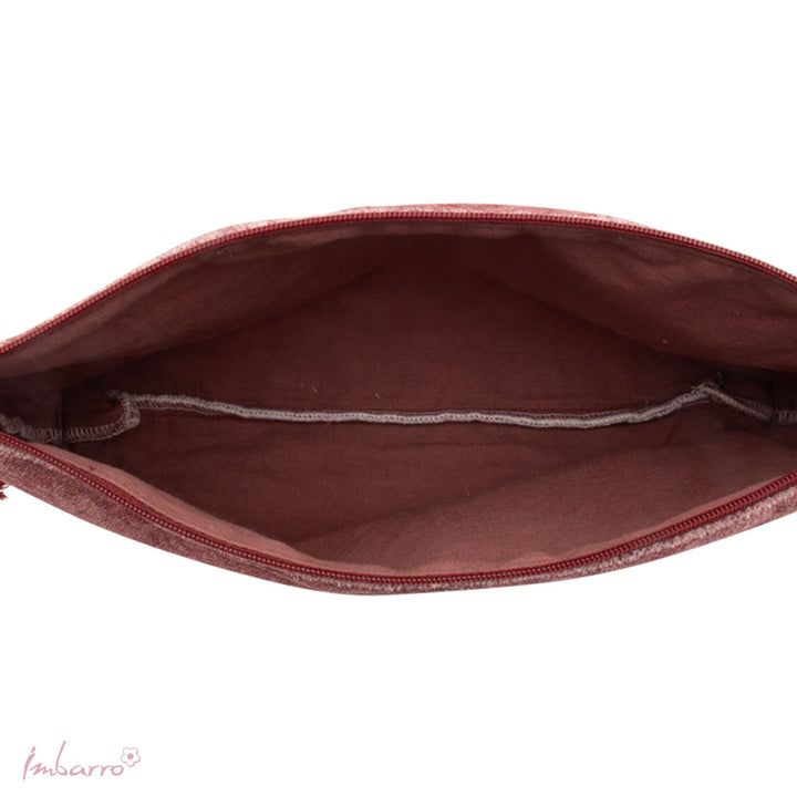 Velours Täschchen Pip mit Dackel, Rosa und Orange, 20 × 30 cm