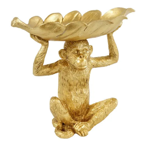 Blattschale Monkey aus Polyresin in Goldoptik