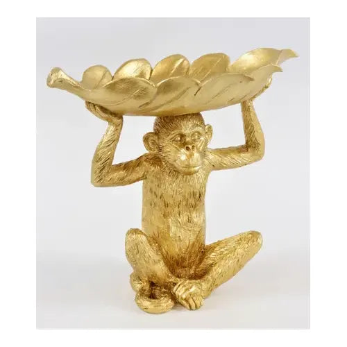 Blattschale Monkey aus Polyresin in Goldoptik