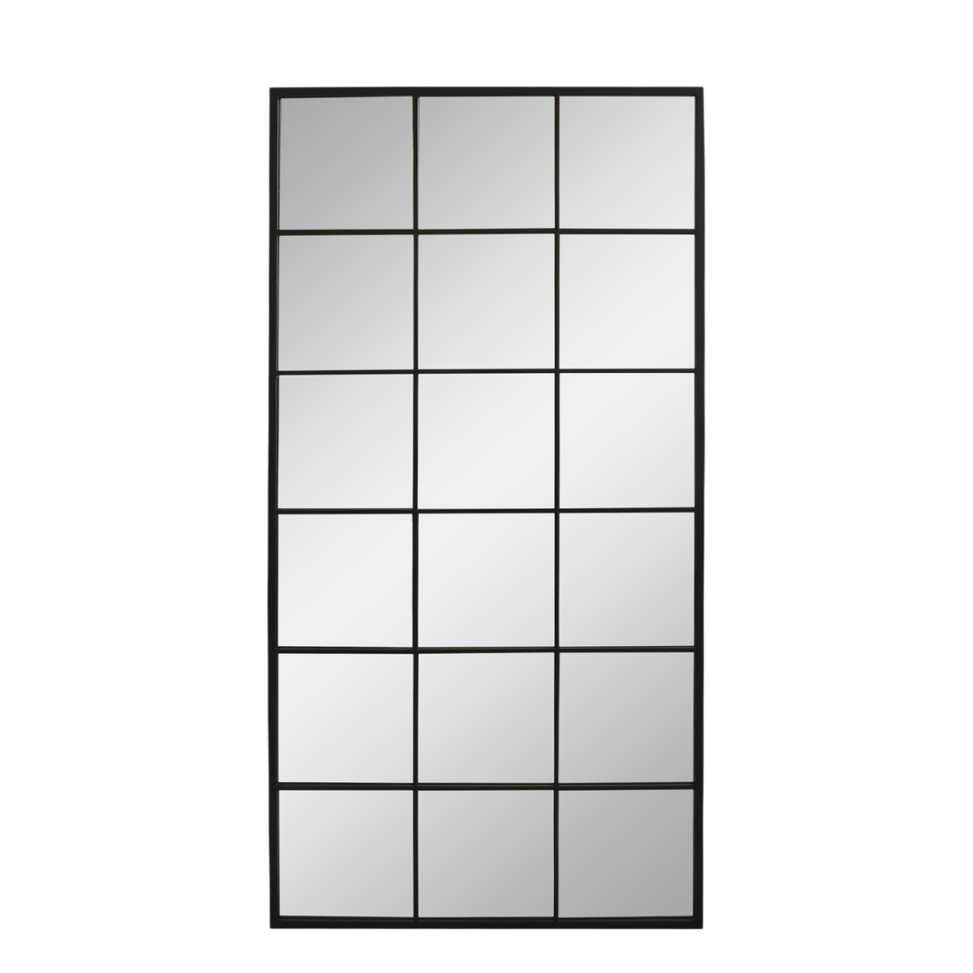 Factory Spiegel aus Eisen und Glas in Antique Schwarz