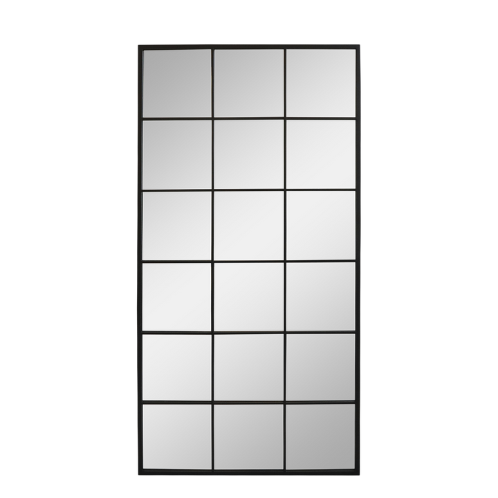 Factory Spiegel aus Eisen und Glas in Antique Schwarz