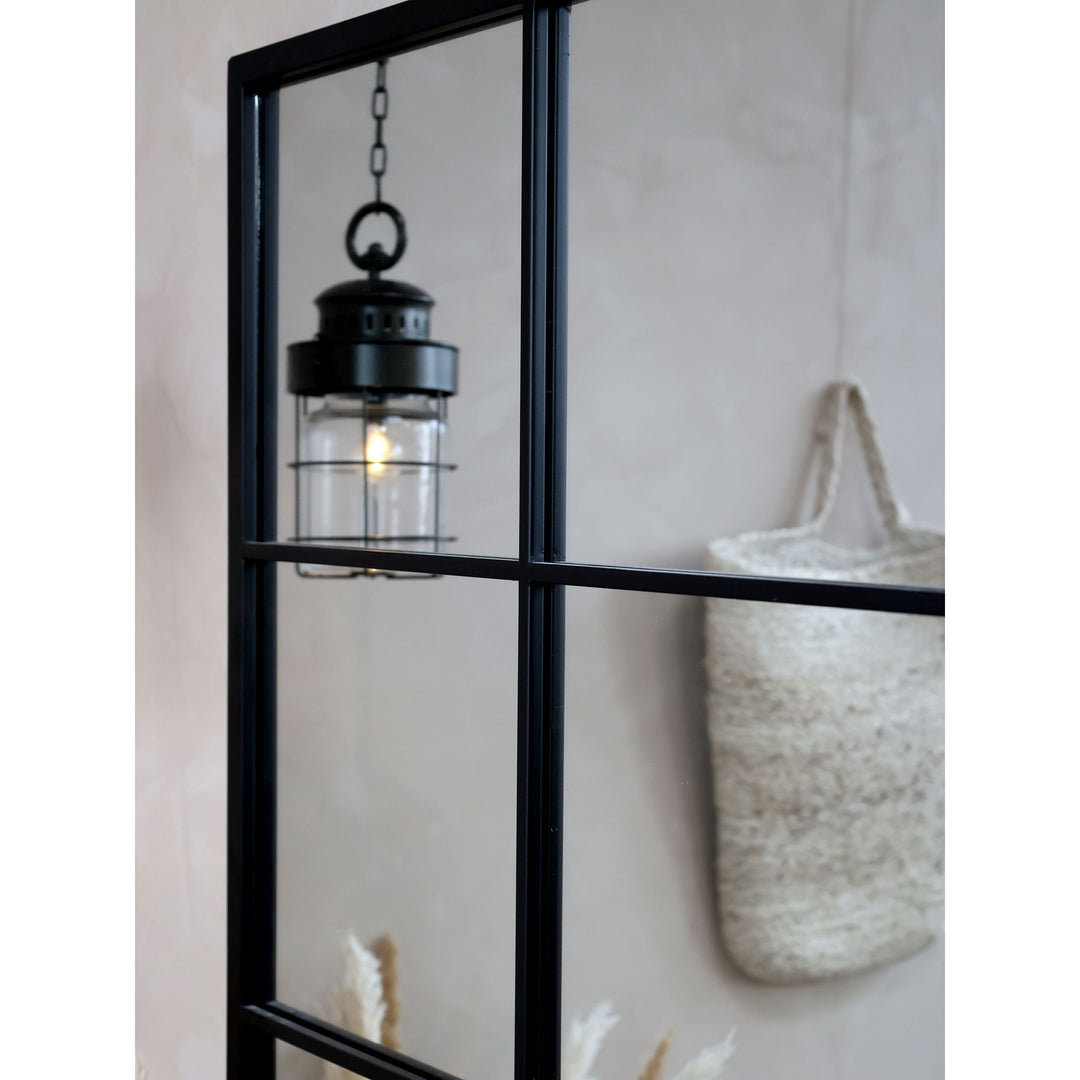 Factory Spiegel aus Eisen und Glas in Antique Schwarz