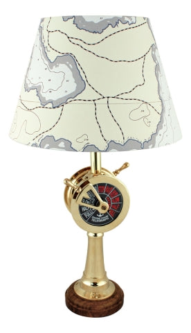 Lampe Maschinentelegraf – kompakte maritime Tischlampe aus Messing und Holz