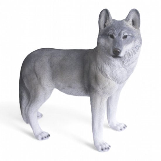 Wolf Figur stehend aus Kunststein – naturgetreue Tierfigur für Garten und Wohnraum, 62 cm