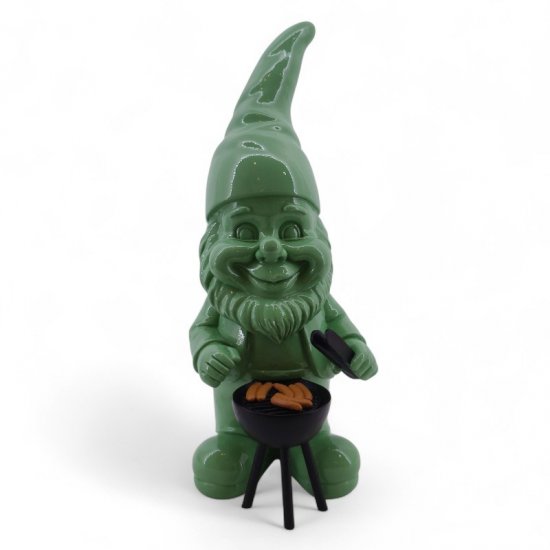 Gartenzwerg mit Grill – dekorative Gartenfigur in 6 Farben