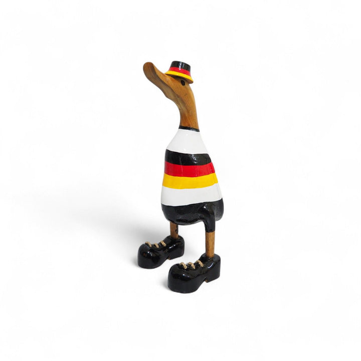 Deko Ente Deutschland Fan – 25 cm – handgefertigte Holzfigur im Deutschland Design