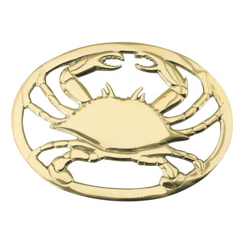 Untersetzer Krabbe – maritimer Glasuntersetzer aus Messing in Gold