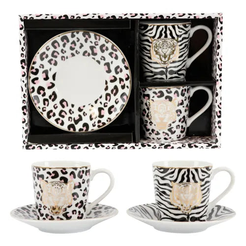 Espressoset Wildlife – 4 teiliges Porzellan Set mit Tiermotiven