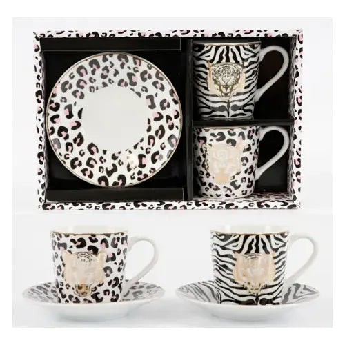Espressoset Wildlife – 4 teiliges Porzellan Set mit Tiermotiven