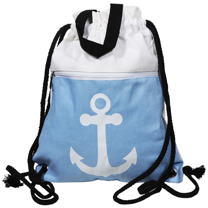 Turnbeutel Anker mit Reißverschluss – maritimer Rucksackbeutel aus Textil in 5 Farben