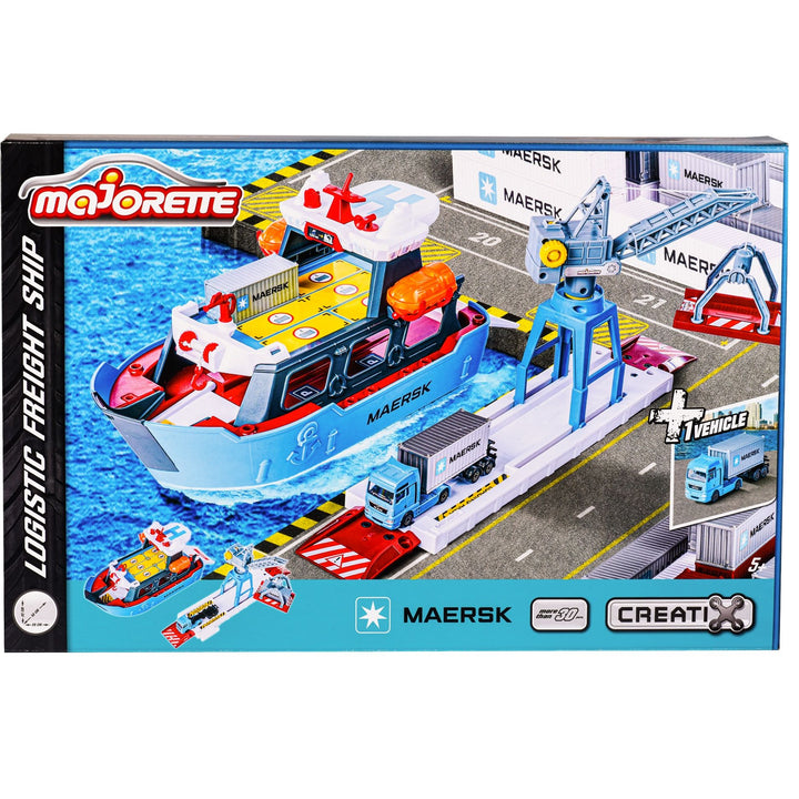 Majorette 254039 Spiel-Hafen mit Container-Schiff + Verladekran